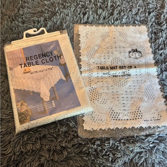 NEW REGENCY Tablecloth Lace Floral White Crochet 54 X 72 Rectangular Placemats - Picture 8 of 10
